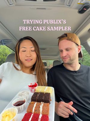 I heard that you can get free wedding cake from Publix so I had to go! Honestly the wedding cake sampler did help us decide on the wedding cake we’re getting 🥰 #weddingcake #publix #publixweddingcake 