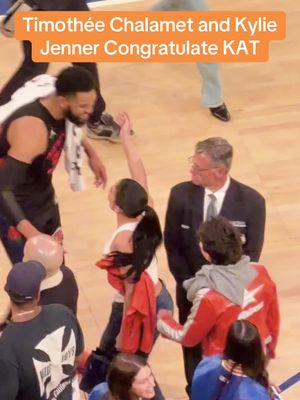 Karl-Anthony Towns links up with Timothée Chalamet and Kylie Jenner after the Knicks Game 2 win over the 76ers. 🔥 [via @Sports Illustrated] #kendalljenner #NBA #playoffs #timotheechalamet 