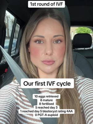 Our 1st round of IVF. I felt so optimistic when I saw 25+ follicles on all the scans and I did all the unhinged obsessive age vs follicle vs data calculations… but then… 10 eggs retrieved 8 mature 8 fertilised 1 day 5 blastocyst rating 4AA 0 PGT-A euploid How did yours go? Any hopeful stories out there? #infertility #surrogacy #fertility #birthtrauma #ttc 