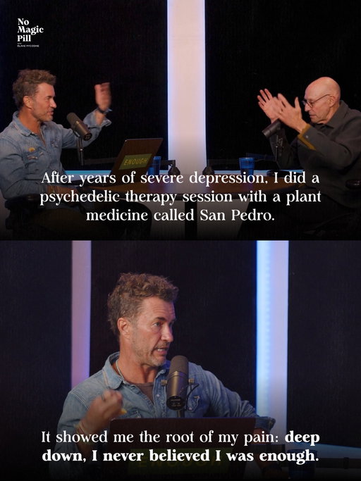 I spent years severely depressed and tried almost everything before a single plant medicine session showed me something I had never been able to see on my own. In this episode of No Magic Pill, I sit down with Michael Pollan (New York Times bestselling author of How to Change Your Mind) to talk about what actually happened in my brain during that session, why naming the wound is only the beginning, and what it took to finally start healing. This is the most personal thing I have ever shared publicly. And I shared it because I know I am not the only one who has felt this way. Have you ever had a moment that showed you something about yourself you had been avoiding for years? No Magic Pill is live now. Link in bio to subscribe.