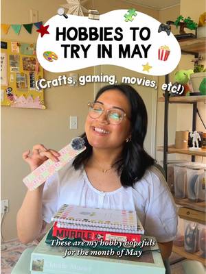 All the hobbies I want to try in May! 🎨🪴🧩🍿hopefully these give you some ideas, but I’d love to hear what you’re looking forward to!! 🌟 post inspired by the hobby queen, @lauren / cozy lifestyle _ - I heard the term “hobby hopefuls” from her 🩷 🔍 @MurdleMysteries  🍿 @The Sheep Detectives @Amazon MGM Studios  🎮 @Nintendo of America  🎨 @emilylexstudio  #cozyhobbies #hobbies #hobbyideas #cozygaming