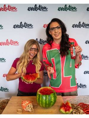 #ad Things got a little explosive on set. 🍉💥 Talk about ending an interview with a bang. Good thing @Evolution Fresh Mighty Watermelon juice is cold-pressed and ready to cool things down after this. #EvolutionFresh #MightyWatermelon 