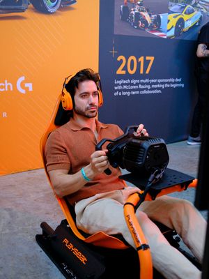 They say dress for the job you want, so the @googlegemini Photobooth got me suited up for @McLaren Mastercard F1 Team 🧡  #sponsored 🏁  Thank you Gemini for the ultimate Miami race souvenir! #McLarenRacingLive 