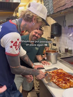 Serious question, should we do another pie with pineapple??? 👀🍍 #pineapples #pineapplepizza #pizza #mgk #fyp 