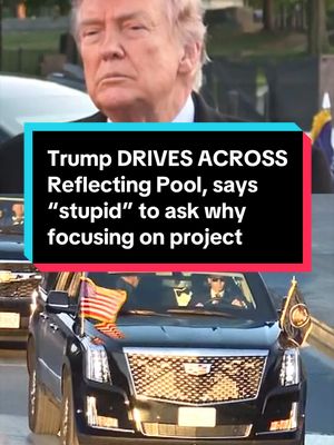 President Trump visited the Reflecting Pool at the National Mall to inspect the new blue coating he's putting on the bottom. When asked by a reporter about why he was focused on projects like this while the U.S. is at war with Iran, he said, "because I want to keep our country beautiful and safe" and called the question "stupid." #news #politics 