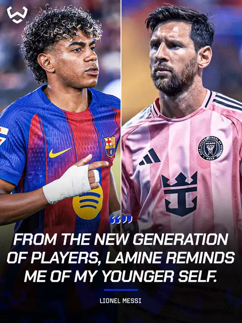 Leo Messi: "From the new generation of players, for me Lamine Yamal is the one who reminds me the MOST of myself in my early days." "There’s no doubt, for me Lamine is the BEST of this generation. Because of what he has done so far and the future he could go on to have." #foryou #fy #4u #trending #lamineyamal 