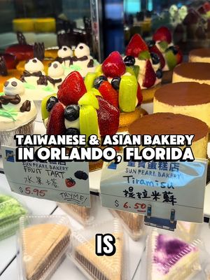 This is a local hidden Taiwanese and Asian Bakery founded in Orlando. Sun Pearl Bakery is one of Orlando’s longtime hidden gems for Taiwanese-style breads, cakes, and pastries, located at 5082 W. Colonial Dr., Orlando, FL 32808, inside Orlando’s Chinatown plaza in West Orlando/Pine Hills.  Open in Orlando for over 20 years, this beloved family-owned bakery is loved for its soft Asian milk breads, light sponge cakes, savory buns, and classic Taiwanese bakery flavors that are “not too sweet”. Popular favorites include taro cakes, cream buns, coconut bread, green tea mousse cake, mango cake, egg tarts, piggy bread, and savory buns with pork floss or chives.  I am a huge fan of their custom cakes filled with fruits and I usually order them for my birthday.  They also offer several purple taro-based pastries made from fresh taro root that’s ground and prepared in-house, giving the desserts a richer and more authentic flavor.  Many of their traditional Chinese pastries, including mooncakes, are made using family recipes and baking techniques passed down from their grandparents. In addition to baked goods, Sun Pearl now serves house-made coffee and specialty lattes, including trending drinks like Dubai chocolate lattes and pistachio lattes made with fresh pistachio powder. Sun Pearl sits near other Asian food destinations like Enson Market and Walala Hand-Pulled Noodle House, making the area one of Central Florida’s best spots for an Asian food crawl. For years, locals knew Sun Pearl as cash-only, but the bakery now finally accepts credit cards - check them out asap and follow @tastychomps for more! 