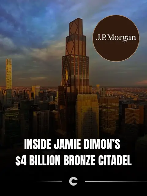 This DC of the financial world is a vertical city in bronze 🏛️✨ JPMorgan Chase just opened its new $4 billion global headquarters at 270 Park Avenue. Foster + Partners designed the 60-story supertall to lift entirely off the ground on fan-shaped steel megacolumns, hovering 80 feet above the sidewalk and giving Manhattan back 2.5 times more public plaza than the building it replaced.  The tower rises 1,389 feet, making it the sixth-tallest in New York and the largest all-electric, hydro-powered tower in the city. Inside the 2.5 million square feet, Jamie Dimon’s 14,000 employees move through a triple-height Exchange hub, eight SOM-designed trading floors organized into two-story neighborhoods, a 19-restaurant food hall curated by Danny Meyer, an Exos-run wellness center with yoga and cycling rooms, mothers’ rooms, prayer and meditation spaces, an Irish pub, and a top-of-house client center with unobstructed Midtown views.  Wellness consulting came from Deepak Chopra and Harvard’s healthy buildings program. The building runs on 50,000 connected sensors and circadian lighting, pumping in twice the code-mandated fresh air. At night the entire facade lights up with Leo Villareal’s Celestial Passage, a 181,200-panel light artwork visible from Brooklyn. The Specs:  📍 270 Park Avenue, Midtown Manhattan  📐 2.5M sq ft across 60 stories  📏 1,389 ft tall (NYC’s 6th tallest)  💰 $4 billion build  👥 Capacity for 14,000 employees  🌿 Largest all-electric tower in NYC, hydro-powered 🍽️ 19-restaurant food hall by Danny Meyer  🏋️ Exos-operated gym, plus medical center  🎨 Curated art collection including Gerhard Richter and Maya Lin  ✨ Leo Villareal facade light installation #jpmorgan #officecribs #office #workplace