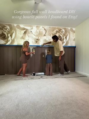 I love how easy, quick and transformative this wall to wall headboard was! We really maximized the purpose and space of our bedroom and it is now without a doubt the most cozy area of our home 🥰  Dm Me HEADBOARD and I’ll send you my link for the panels!