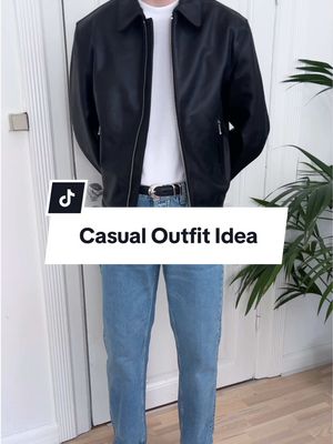 Casual outfit idea – styling denim jeans 👖🕶️ Today I’m going with a true classic: light blue denim jeans paired with a black leather jacket. Starting off with a pair of high-rise jeans, styled with a white T-shirt, black Chelsea boots, and a matching belt and watch. To finish it off, I added a black leather jacket and a pair of black sunglasses to complete the look. #menswear #mensstyle #mensfashion 