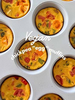 Here’s a savory one for you 😋 This eggless egg muffin snack has all the goods. Protein, fiber, and a rainbow of veggies for vitamins, minerals, and antioxidants. It's a cute & colorful little vegan snack that I like to serve as breakfast muffins, a grab-and-go bite, or packed in a lunchbox. Chickpea Frittatta Cups (vegan as always + makes 12 muffins) Ingredients: * 1 tablespoon extra virgin olive oil (for cooking and greasing the muffin tin) * ¾ cup chickpea flour * 1 ¼ cup water * 1 tablespoon nutritional yeast * 1 teaspoon turmeric (for color) * ½ teaspoon garlic powder * ½ teaspoon onion powder * Salt and pepper to taste (***optional: Indian Black salt also called "Kala namak" is the vegan secret to making anything taste like eggs, so use this if an "eggy" flavor matters to you or your kids) * ½ cup diced bell peppers (any color) * ½ cup diced zucchini * ¼ cup red onion, thinly sliced * ¼ cup chopped leafy greens of choice (like spinach, kale, or arugula) * ¼ cup cherry tomatoes, halved Instructions: 1. Preheat the oven to 375°F (190°C). Grease a 12-cup muffin tin with olive oil. 2. In a large bowl, whisk together the chickpea flour, water, nutritional yeast, turmeric, garlic powder, onion powder, salt (or Indian black salt for an eggy flavor), and pepper until smooth. 3. Heat a little olive oil in a pan over medium heat. Add the bell peppers, zucchini, and red onion, and sauté until tender. Add the chopped leafy greens and cook for another 1-2 minutes until wilted. 4. Evenly distribute the sautéed vegetables among the muffin cups. 5. Pour the chickpea mixture into each muffin cup, filling them about 3/4 full. Top with halved cherry tomatoes. 6. Bake for 20-25 minutes, or until the frittata muffins are set and lightly golden on top. #vegantoddler #veganmom #toddlermom #eggfree #plantbased