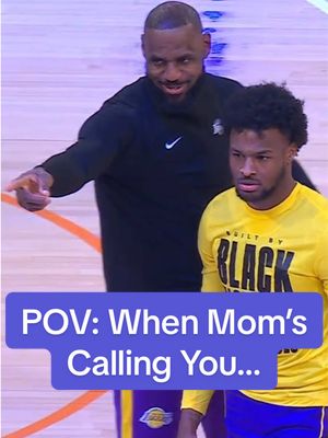 LeBron James just had to tell his son, Bronny, that his mother, Savannah, was calling him during shootaround 😅   #mothersday  #lebron  #lakers 