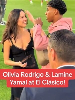 What do you think Olivia Rodrigo and Lamine Yemal were talking about before El Clásico (Barcelona v. Real Madrid?)  👀   #ElClasico   #oliviarodrigo   #football  