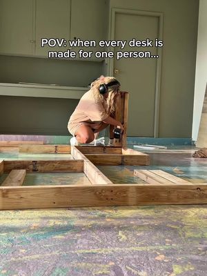 Family desk energy. We built one giant rolling desk for work, crafts, storage, and room for everyone. Probably my favorite and most used thing in our house! DM me  “DESK” and I’ll send you the plans ✏️📐