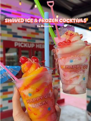 Summer just got a whole lot cooler in Houston! Introducing 📍 @happygoluckyhtx your new favorite spot for Hawaiian-style shaved ice and frozen cocktails. I’m from Louisiana and this is SNOBALL APPROVED 📍 @happygoluckyhtx 2102 N SHEPHERD DR (heights) Located next to The Taco Stand, Happy Go Lucky serves up irresistible flavors like Coco Loco, Bomb Pop, and Mangoada, along with a build-your-own option featuring 17 syrups and a variety of toppings. • THEY ALSO HAVE FROZEN COCKTAILS - like frozen espresso martinis!!!!! And my fav Miami vice! Stop by for refreshing treats every day from 12-10 pm, whether you’re dining in, grabbing to-go, or hitting the drive-thru! Yes drive thru open until 10pm!!!!  Let’s make this summer sweet!  #houston #HappyGoLucky #Shavedice #FrozenCocktails HoustonSummet