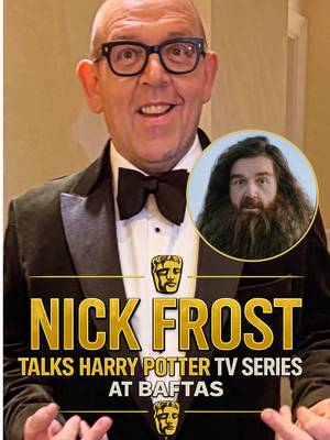 Nick Frost Talks The New Harry Potter TV Series At BAFTAS 👀 Nick Frost was interviewed at the BAFTAS & asked about his experience playing Hagrid in the series. Says that they are “nearly finished filming” and that if you are a fan of Potter or the fantasy genre you should be very excited.  #harrypotter #harrypotterseries #baftas #fyp #filming 