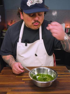 SALSA MACHA VERDE YIELD: 1.5 QTS 100g parsley, leaves and tender stems only 100g cilantro, leaves and tender stems only 500g canola oil Blanch (20 seconds max) the herbs and shock in an ice bath immediately. Squeeze the herbs between your hands to ring out the excess moisture, they should be as dry as possible. Combine the herbs in a blender with the oil and puree on 10 for 2 mins exactly. The oil should be a little warm but not too warm. Strain through a chinois into a bowl and leave it for 30 mins to extract completely. Reserve. 300g serrano chile, sliced thin 300g garlic, whole 100g pumpkin seeds 25g sunflower seeds 500g canola oil 50g apple cider vinegar 12g Diamond Crystal kosher salt 13g sugar 2g dried Mexican oregano  In an appropriately sized pot, combine the chiles, garlic, seeds and oil. Heat over medium high while stirring and cook until the garlic is golden brown and tender. Allow to cool at room temp. Transfer to a blender and run the machine at 4 until the mixture is broken up but not pureed. Transfer to a bowl, combine with the green oil and the salt, sugar and vinegar. Allow to marinate in the fridge overnight, taste and adjust with additional salt, sugar or vinegar.  @America’s Test Kitchen 