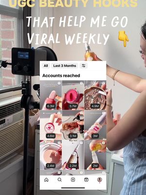  beauty hooks that have helped my videos hit 1M+ views EVERY WEEK 👀 SAVE this for your next filming day ✨ 1. MAKEUP DESTRUCTION Cutting, crushing, scraping, melting, breaking products = instant attention. 2. BEFORE & AFTERS People LOVE transformation content. Especially within the first 2 seconds. 3. TEXTURE CLOSE UPS Macro shots of serums, glosses, moisturizers, powders, etc. always perform well for me. 4. DROPPING THE PRODUCT Accidentally dropping the product, spilling it, or catching it mid-air creates movement that stops the scroll. 5. SHOWING REAL SKIN IMPERFECTIONS Texture, acne, pores, dryness, dark circles — relatable content performs WAY better than overly filtered perfection. 6. PEELING / RUBBING / POKING Peeling masks, rubbing in products, poking jelly textures, scraping products… people LOVE sensory visuals. 7. MESSY APPLICATION SHOTS Too much blush, foundation smeared on the face, product overloaded on purpose — “ugly” content often outperforms polished content. 8. UNEXPECTED PRODUCT USES Mixing products together, using products in unconventional ways, DIY beauty hacks, or showing multi-use tricks creates curiosity fast. Most viral beauty content is not random. It’s psychology + attention + movement 👀 Follow me for more UGC + beauty creator tips ✨ Comment “STRATEGY” and I’ll send you my FREE UGC Kickstarter Guide 💌 #ugctools #ugctips #ugcexamples #ugccontentcreator #ugcforbeginners 