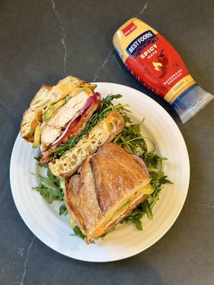 Making the perfect chicken sandwich with @bestfoodsmayonnaise @Hellmann’s Mayonnaise. Use Best Foods Spicy Mayo to add bold flavor to your next meal! #BestFoodsPartner
