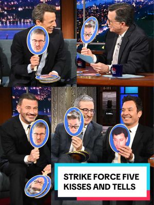 The members of @Strike Force Five kiss and tell. #Colbert  @Jimmy Kimmel Live @FallonTonight @Late Night with Seth Meyers @Last Week Tonight 