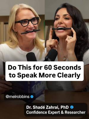 This 60‑second trick looks ridiculous… but it makes you speak more clearly. Behavioral researcher and confidence expert Dr. Shadé Zahrai teaches a simple exercise: Hold a pen between your teeth and read a paragraph out loud. It forces your mouth, tongue, and facial muscles to work harder - and when you take the pen out, your speech becomes clearer, sharper, and more intentional. It really works!! If you want to speak with more clarity and confidence - without forcing anything - this episode of The Mel Robbins Podcast will show you how. @Dr. Shadé Zahrai is walking you through simple but powerful exercises you can do almost anywhere that will help you look, sound, and feel more confident. She’s also teaching how to break the common but sneaky patterns that keep you playing small and doubting yourself. 🎧 “How to Eliminate Self-Doubt Forever & Build Unshakeable Confidence” Listen now on Apple Podcasts, Spotify, or YouTube - search “Mel Robbins Podcast Self Doubt”