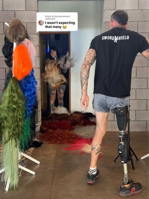 Replying to @bossymamaa BTS of the wig video 🤣 @James M. Ramsey was such a sport for this! #wig #wigs #cosplayer 