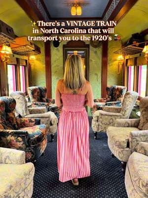🚂✨ Send this to who you wanna travel back in time with!! This VINTAGE train ride in North Carolina will transport you straight into the roaring 1920s… 🥂✨ Located in the charming town of Pinehurst, NC, this is hands down one of the most unique and unforgettable experiences you can have in North Carolina. From the moment you step aboard the beautifully restored railcars, it feels like you’ve stepped into another era 🎬 You’ll ride through the breathtaking Sandhills while sipping mimosas, enjoying a delicious brunch, and taking in the dreamy scenery rolling by outside your window 🌲✨ One of my favorite parts was being able to wander through all the different train cars — from the cozy lounge spaces to the stunning private sleeper cabin that looked straight out of a classic film 🚞💫 Every corner of this train feels timeless, elegant, and full of history. And the BEST part… this isn’t just a train ride 👏 You can actually hop on and off between Pinehurst and Aberdeen throughout the experience, making it feel like a full-on adventure through North Carolina’s most charming small towns 🤍 🎟️ Tickets typically start around $60–$70 and include brunch + a complimentary mimosa 🥂 👉 Want to book? You can reserve your spot through the link in their IG bio: @themagentatrainpinehurst Trust me when I say… this is one DREAMY experience you absolutely need to add to your North Carolina bucket list ✨ Send this to who you’re going with 💌 Follow me @raleighwanderlust for more hidden gems!!! #northcarolina #pinehurst #visitnc #trainride #vintagetrain