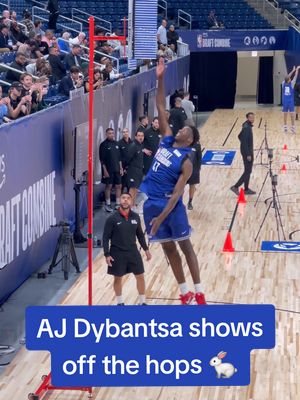 AJ Dybantsa shows off 42-inch vertical at the NBA Draft Combine 🤯🐇 #NBA #draft  [via JoshuaBRobbins/X]