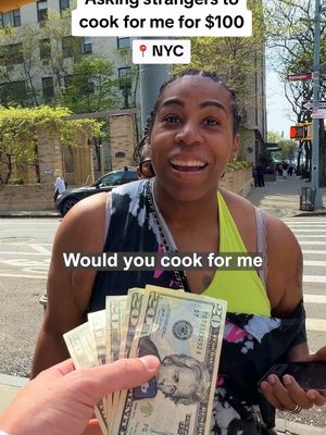 Asking strangers to cook for me for $100 until someone says yes #cookingchallenge #cookforme #cooking #newyork 