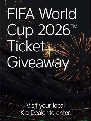 Visit a Kia dealership for your chance to win 1 of 13 pairs of tickets to a FIFA World Cup 2026™ match in Canada.  To enter, scan the QR code on the digital display and complete your entry form.  There will be 4 draws throughout the contest.  Draw Entry Deadlines:  • 1st Draw: May 17th  • 2nd Draw: May 24th  • 3rd Draw: May 31st  • 4th Draw: June 14th  Click the link in bio to find your nearest Kia dealership and enter today.  #KiaCanada #MovementThatInspires