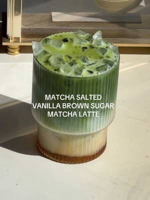 matcha salted vanilla brown sugar matcha latte 🪐✨🍵 recipe: 〰️1/2tsp vanilla extract 〰️1-2tsp agave syrup 〰️pinch of matcha aoxa 〰️ice 〰️1/2cup milk 〰️2tsp matcha latte + 50ml hot water  #matcha #homecafe #matchalatte #matcharecipe 