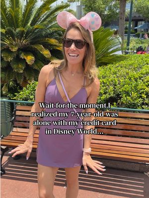 One minute I’m filming my Disney OOTD and the next my 9-year-old casually informs me she left my 7-year-old alone at the snack stand with my credit card 🤣🤦🏼‍♀️ #disneymom #wdw #disneyworld #disneyootd 