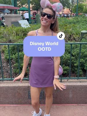 I am embarrassed to admit how many colors I have this Alo Splendor Dress in but it’s a must for long, hot park days #wdw #disneymom #disneyootd #disneyworld 