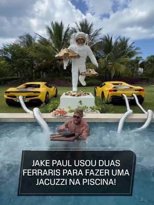 ISSO AQUI É LOUCURA 🤯🤯🤯 O Jake Paul simplesmente usou duas Ferraris pra transformar a piscina dele em uma jacuzzi enquanto comia um pedaço gigante de carne! 🎥@jakepaul #JakePaul #ESPNKnockOut #ViraisESPN