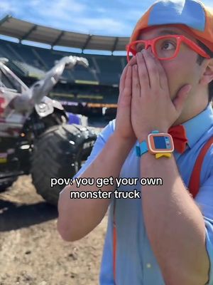 Introducing…the Blippi monster truck! Thanks for making all my dreams come true, @Monster Jam 