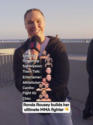 Ronda Rousey’s ultimate MMA fighter: Striking: Anderson Silva Grappling: Ronda Rousey Submission: Ronda Rousey Trash Talk: Conor McGregor Entertainer: Conor McGregor Athleticism: Brock Lesnar Cardio: Nick & Nate Diaz Fight IQ: Georges St-Pierre Chin: Nick & Nate Diaz  #RouseyCarano  Saturday, May 16 9 PM ET | 6 PM PT LIVE on Netflix #mma #rondarousey #ginacarano #mixedmartialarts 