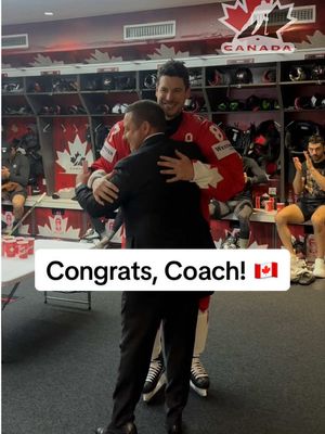 Congrats on your first international win at #MensWorlds, Coach! 🇨🇦 #TeamCanada #HockeyCanada #SidneyCrosby #BehindTheScenes