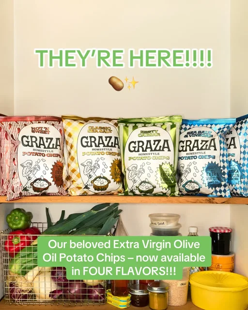 Keep your eyes peeled 👀🥔!!!!  #graza #grazaoliveoil #oliveoil #potatochips 