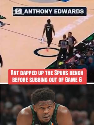 Anthony Edwards showed respect before subbing out with 8 minutes left of Spurs-Wolves. (via @nbaonprime) #spurs #wolves #NBA #timberwolves #sanantonio 