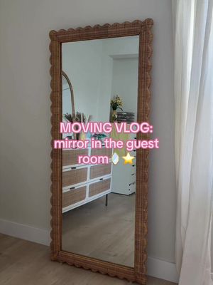 how cute is my new mirror from @Wayfair 😍⭐️ everyone’s most loved piece is here and in action #wayfair #homefinds #movingvlogs #homemakeover 
