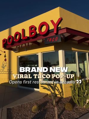 ✨AZ Places Sneak Peek!✨NEW Phoenix restaurant alert 🚨 @poolboytaco just soft opened in Arcadia and I already know this place is about to BLOW up this summer. 🤭 From the team behind Gadzooks and The Green Woodpecker, Pool Boy officially opens May 18th in the old Gadzooks location on Camelback, and the entire concept is giving retro 1950s poolside nostalgia meets elevated tacos and tequila. The vibe is SO fun. Think pastel neon, vintage cabana energy, frozen cocktails, terrazzo tables, striped awnings, and honestly really unique restaurant interiors I’ve seen in Phoenix in a minute. But let’s talk about the FOOD because it was actually insanely good. Their tacos are super flavorful, they use Wagyu beef in some of the menu items, and everything tasted elevated!! AND THE FROZEN MARGARITAS????? 😭Y’all… when I say strong, I mean STRONG. I genuinely almost walked out accidentally drunk after basically one drink. LOL 😂  What’s crazy is Pool Boy originally started as a viral pop-up at the Aspen Food & Wine Festival and in Hollywood before finally opening its first permanent location right here in Arcadia 👀 Honestly? I think this is gonna become one of the hottest spots in Phoenix this summer. 📍Pool Boy — Arcadia, Phoenix | Grand opening May 18 [Hosted] #arizonaplaces  . . . #arizona #tacos #phoenix arizonafoodie