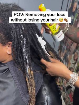 She sat for 9 hours and combed out every single loc without cutting 😮‍💨💛👏🏾  That's Loc Un Loc doing what it was made to do. If you're thinking about removing your locs, this is proof that it's possible! Shoutout to hairstylists 🎥 @Bbeauti89  Link in bio to grab yours for 15% off #LocUnLoc #LocCombOut #LocRemoval #JMLHair #Locs 