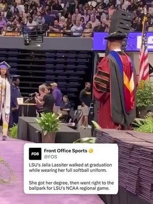 LSU senior outfielder Jalia Lassiter wore her softball uniform to graduation, then went right to the field for an NCAA regional game…and won 🥎🎓⁠ ⁠ (🎥 via lsusoftball) #lsu #softball 