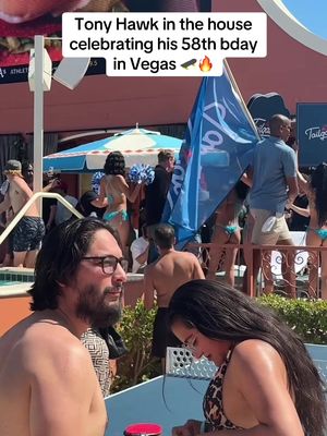 Tony Hawk still shreddin at 58 celebrating his bday in Las Vegas at the @Tailgate Beach Club 🔥 #skating #tonyhawk #guys #men #dudes