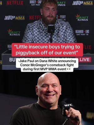 Jake Paul reacts to Dana White’s timing of McGregor announcement 😬 @Netflix @NetflixSports @MVP - Most Valuable Promotions #RouseyCarano #mma #UFC #jakepaul #danawhite 