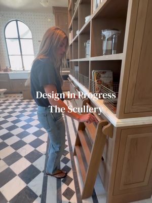 The ladder can be attached to different rails in the scullery so the entire family can access every shelf with ease.