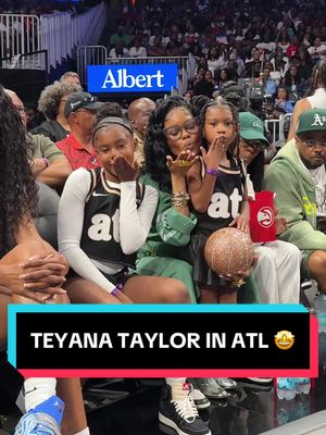 The stars are out in ATL 🤩 Teyana Taylor & her family are in the house to watch the @Las Vegas Aces and @Atlanta Dream!  #WNBA #TeyanaTaylor #basketball 