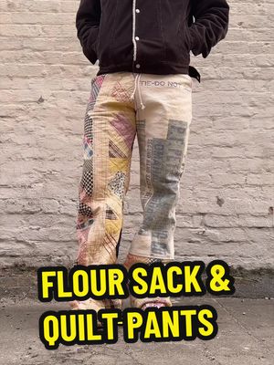 Throwback to these pants I made last year out of a vintage flour sack & quilt. Would you rock these? #sewing #upcycling #quilting 
