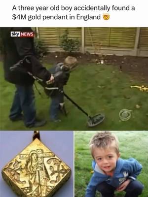 A three year old boy was just playing in his backyard when he accidentally discovered a rare gold pendant later valued at over $4M🤯  One of the craziest treasure discoveries ever. (Via SkyNews)
