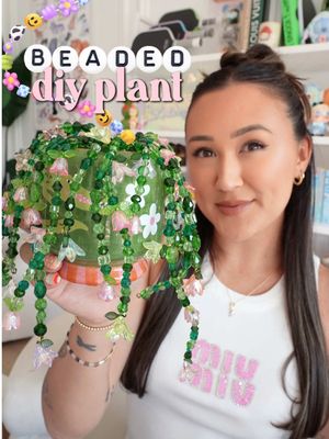 diy beaded plant 🌸 turned out SOOO CUTIEEEE I’m obsessed (and perfectly low maintenance lol) 